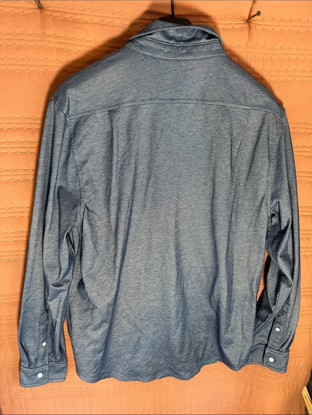 J. Crew Men's Heathered Blue Button-Down Pocket Shirt